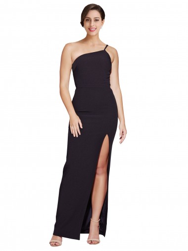 One Shoulder Stretch Crepe Sleeveless Black Formal Evening Gown / Prom Dress / Bridesmaid Dress Edinburgh