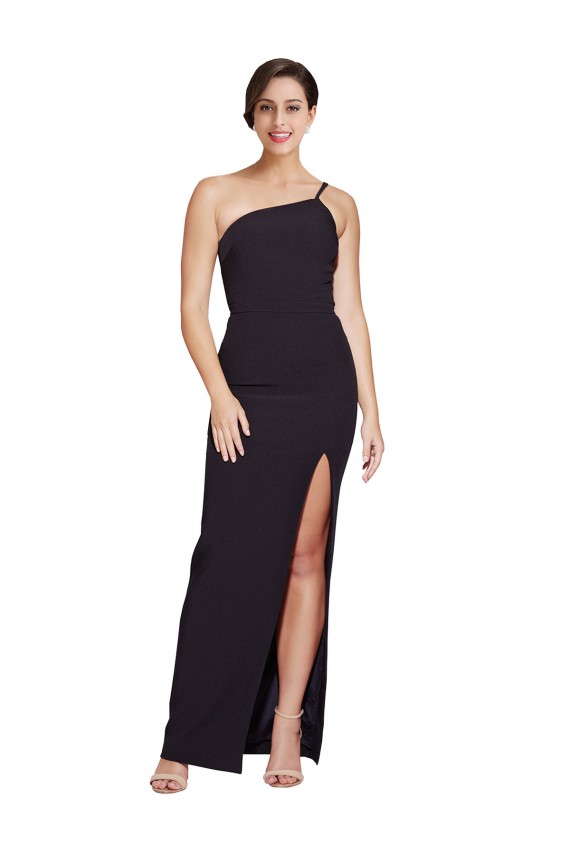 One Shoulder Stretch Crepe Sleeveless Black Formal Evening Gown / Prom Dress / Bridesmaid Dress Edinburgh
