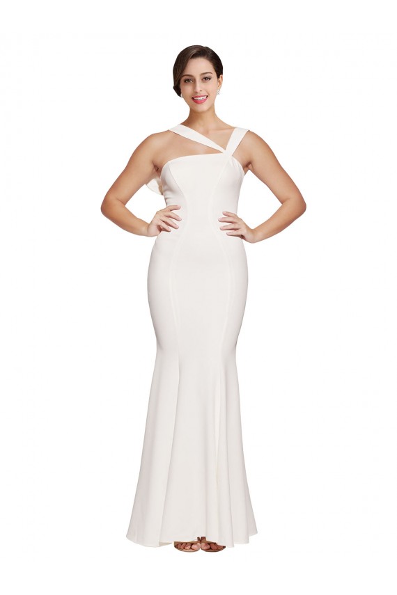 Square Neck Stretch Crepe Sleeveless Low Back Ivory Formal Evening Gown / Prom Dress / Bridesmaid Dress Edinburgh