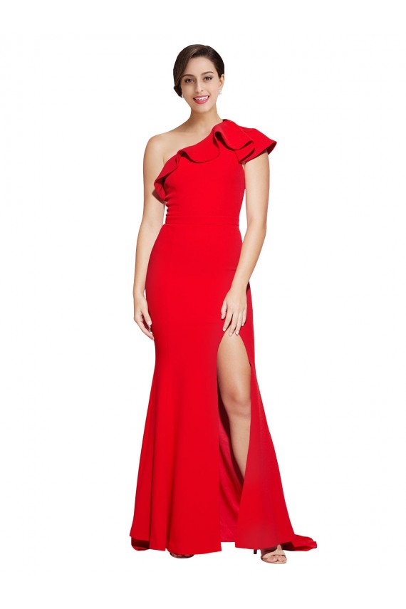 One Shoulder Stretch Crepe Sleeveless Red Semi Formal Evening Dress / Prom Dress / Bridesmaid Dress Edinburgh