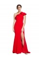 One Shoulder Stretch Crepe Sleeveless Red Semi Formal Evening Dress / Prom Dress / Bridesmaid Dress Edinburgh
