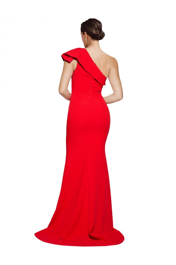 One Shoulder Stretch Crepe Sleeveless Red Semi Formal Evening Dress / Prom Dress / Bridesmaid Dress Edinburgh