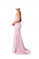Spaghetti Straps Stretch Crepe Sleeveless Criss Cross Open Back Pink Prom Dress / Bridesmaid Dress Edinburgh