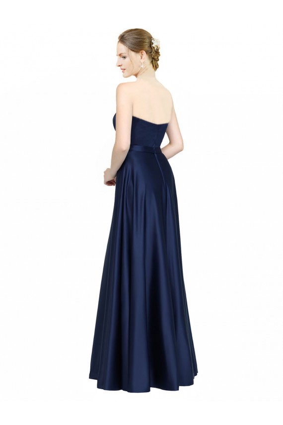 Sweetheart Stretch Satin Sleeveless Low Back Dark Navy Black Tie Evening Gown / Bridesmaid Dress Edinburgh