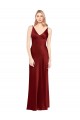 Spaghetti Straps Stretch Satin Sleeveless V-Back Burgundy Formal Evening Gown / Prom Dress / Bridesmaid Dress Edinburgh