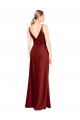 Spaghetti Straps Stretch Satin Sleeveless V-Back Burgundy Formal Evening Gown / Prom Dress / Bridesmaid Dress Edinburgh