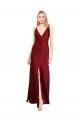 V-Neck Stretch Satin Sleeveless V-Back Burgundy Black Tie Evening Gown / Prom Dress / Bridesmaid Dress Edinburgh