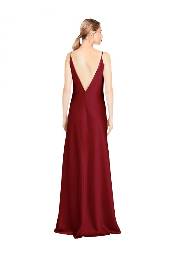 V-Neck Stretch Satin Sleeveless V-Back Burgundy Black Tie Evening Gown / Prom Dress / Bridesmaid Dress Edinburgh