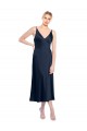 V-Neck Stretch Satin Sleeveless V-Back Dark Navy Formal Evening Gown / Prom Dress / Bridesmaid Dress Edinburgh