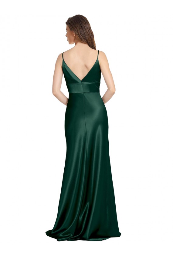 Spaghetti Straps Stretch Satin Sleeveless V-Back Hunter Formal Evening Gown / Prom Dress / Bridesmaid Dress Edinburgh
