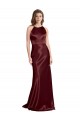 Spaghetti Straps Stretch Satin Sleeveless Burgundy Gold Formal Evening Gown / Prom Dress / Bridesmaid Dress Edinburgh