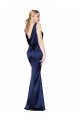 Halter Neck Stretch Satin Sleeveless Low Back Dark Navy Formal Evening Gown / Prom Dress / Bridesmaid Dress Edinburgh