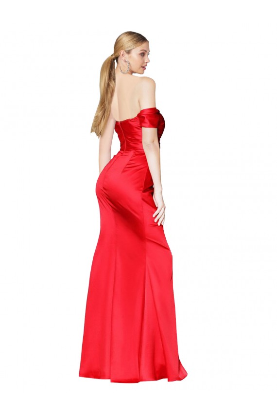 Off the Shoulder Stretch Satin Sleeveless Red Formal Evening Gown / Prom Dress / Bridesmaid Dress Edinburgh
