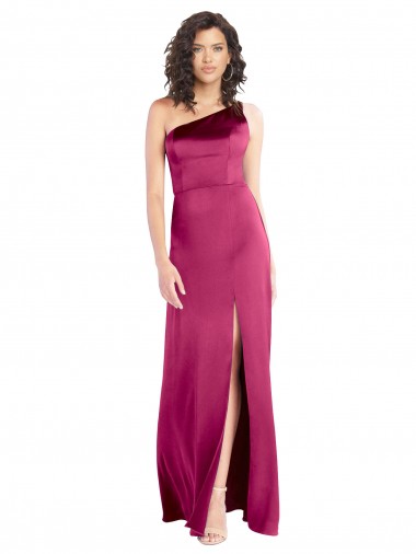 One Shoulder Stretch Satin Sleeveless Open Back Fuchsia Formal Evening Gown / Prom Dress / Bridesmaid Dress Edinburgh
