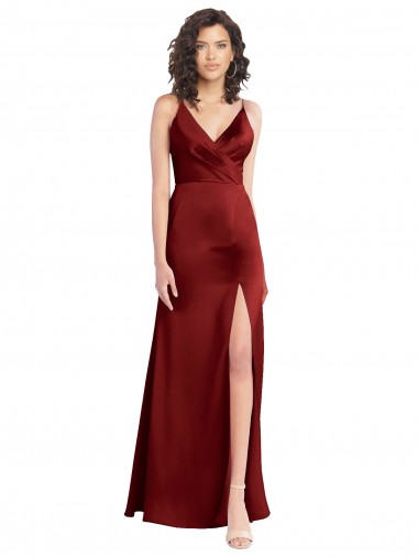 V-Neck Stretch Satin Sleeveless V-Back Burgundy Formal Dress / Bridesmaid Dress Edinburgh
