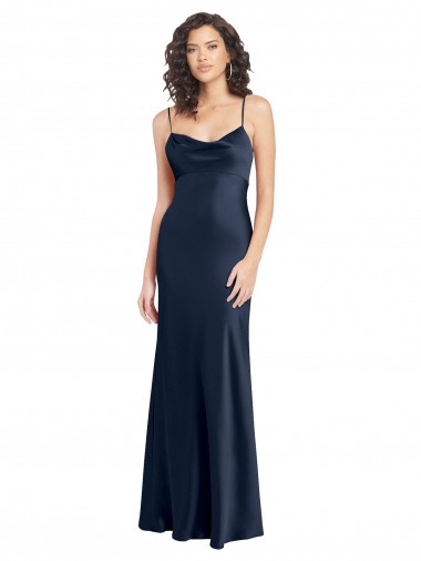 Cowl Neck Stretch Satin Sleeveless Open Back Dark Navy Black Tie Evening Gown / Prom Dress / Bridesmaid Dress Edinburgh