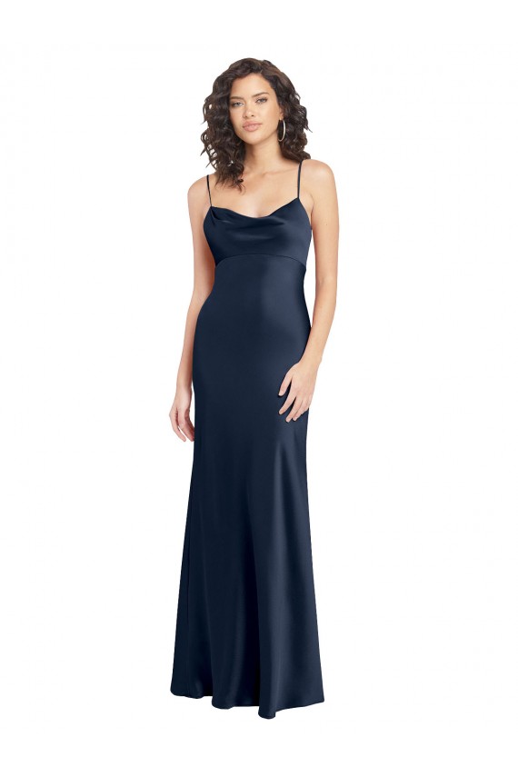 Cowl Neck Stretch Satin Sleeveless Open Back Dark Navy Black Tie Evening Gown / Prom Dress / Bridesmaid Dress Edinburgh