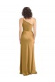 One Shoulder Stretch Satin Sleeveless Gold Formal Evening Gown / Prom Dress / Bridesmaid Dress Edinburgh