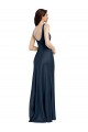 Square Neck Stretch Satin Sleeveless Low Back Dark Navy Formal Evening Gown / Prom Dress / Bridesmaid Dress Edinburgh