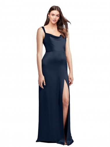 Cowl Neck Stretch Satin Sleeveless Low Back Dark Navy Formal Evening Gown / Prom Dress / Bridesmaid Dress Edinburgh