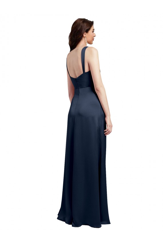 Cowl Neck Stretch Satin Sleeveless Low Back Dark Navy Formal Evening Gown / Prom Dress / Bridesmaid Dress Edinburgh
