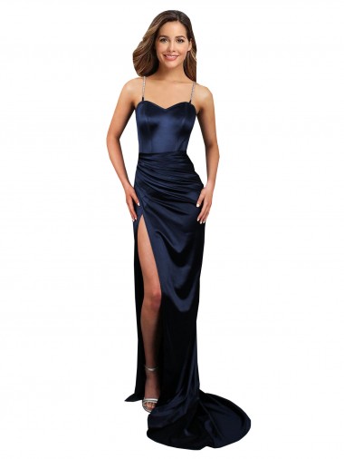 Sweetheart Stretch Satin Sleeveless Dark Navy Formal Evening Gown / Prom Dress / Bridesmaid Dress Edinburgh