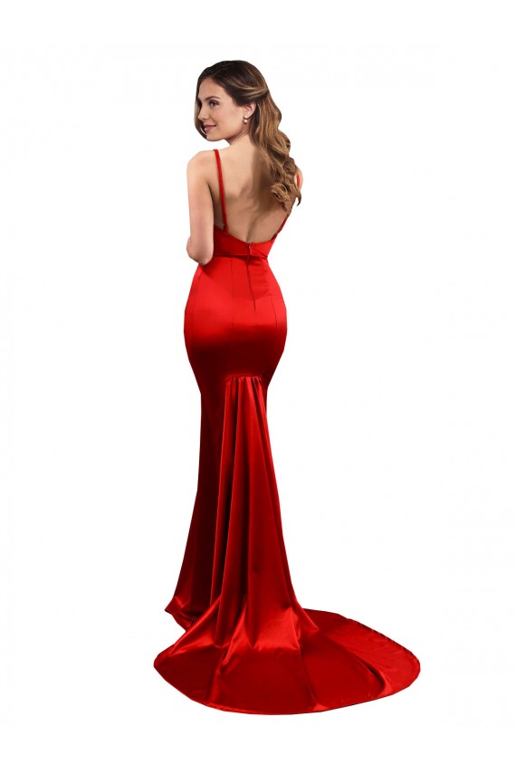 Sweetheart Stretch Satin Sleeveless Low Back Red Evening Dress / Bridesmaid Dress Edinburgh