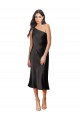 One Shoulder Stretch Satin Sleeveless Black Black Tie Evening Dress / Prom Dress / Bridesmaid Dress Edinburgh