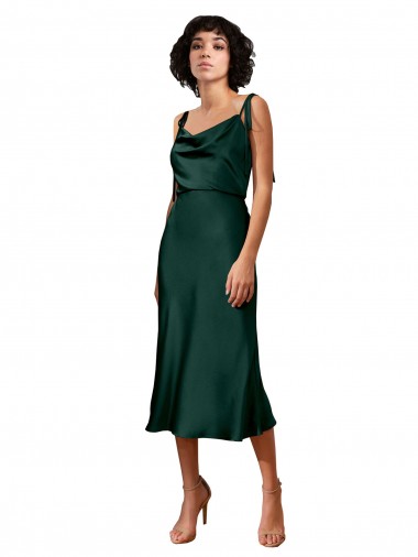 Cowl Neck Stretch Satin Sleeveless Hunter Black Tie Evening Gown / Prom Dress / Bridesmaid Dress Edinburgh