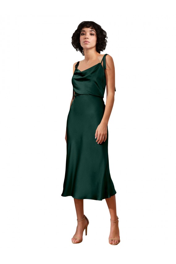 Cowl Neck Stretch Satin Sleeveless Hunter Black Tie Evening Gown / Prom Dress / Bridesmaid Dress Edinburgh