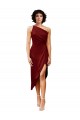 One Shoulder Stretch Satin Sleeveless Burgundy Black Tie Evening Gown / Prom Dress / Bridesmaid Dress Edinburgh