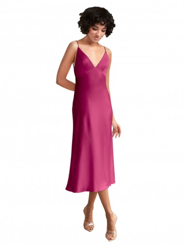 V-Neck Stretch Satin Sleeveless Low Back Fuchsia Formal Evening Gown / Prom Dress / Bridesmaid Dress Edinburgh