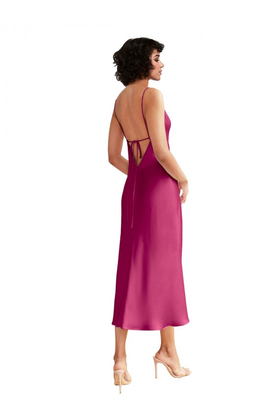 V-Neck Stretch Satin Sleeveless Low Back Fuchsia Formal Evening Gown / Prom Dress / Bridesmaid Dress Edinburgh