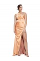 One Shoulder Stretch Satin Sleeveless Criss Cross Open Back Light Copper Formal Evening Gown / Prom Dress / Bridesmaid Dress Edinburgh