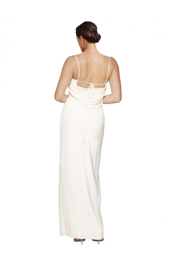 Halter Neck Stretch Satin Sleeveless Low Back Ivory Formal Evening Gown / Prom Dress / Bridesmaid Dress Edinburgh