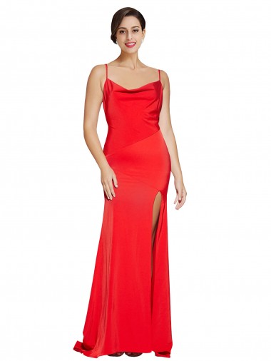 Cowl Neck Stretch Satin Sleeveless Low Back Red Formal Evening Gown / Prom Dress / Bridesmaid Dress Edinburgh