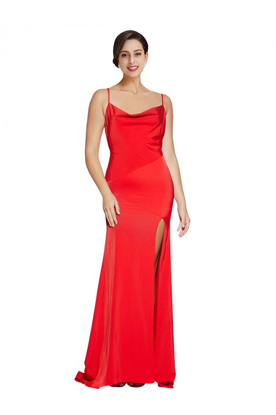 Cowl Neck Stretch Satin Sleeveless Low Back Red Formal Evening Gown / Prom Dress / Bridesmaid Dress Edinburgh