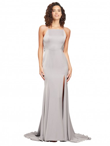 High Neck Stretch Satin Sleeveless Low Back Formal Evening Gown / Prom Dress / Bridesmaid Dress Edinburgh