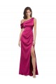 One Shoulder Stretch Satin Sleeveless Fuchsia Bridesmaid Dress / Evening Dress Edinburgh
