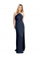 Halter Neck Stretch Satin Sleeveless Criss Cross Open Back Dark Navy Formal Evening Gown / Prom Dress / Bridesmaid Dress Edinburgh