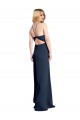 Halter Neck Stretch Satin Sleeveless Criss Cross Open Back Dark Navy Formal Evening Gown / Prom Dress / Bridesmaid Dress Edinburgh