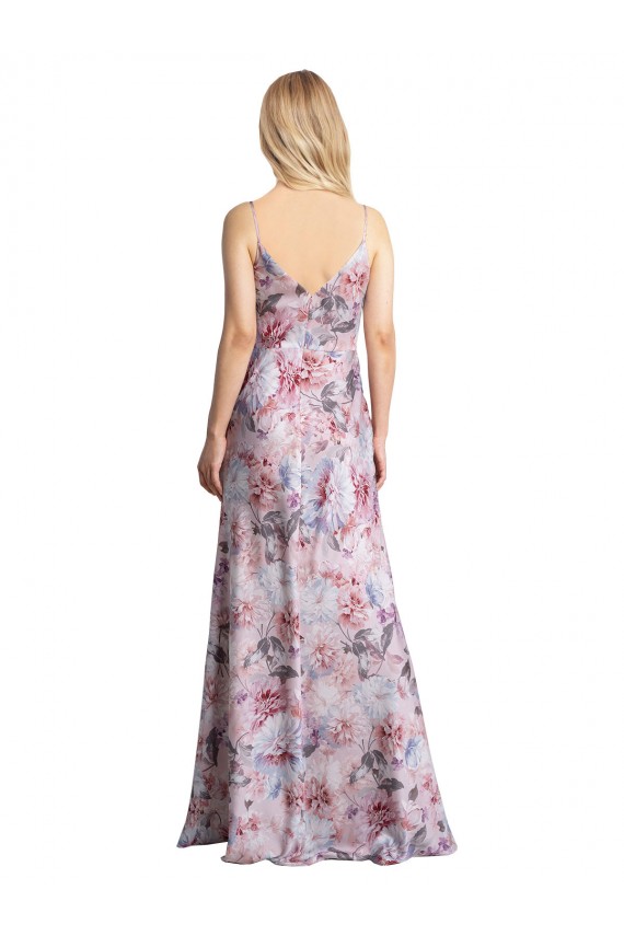Cowl Neck Stretch Satin & Floral Sleeveless Formal Evening Gown / Bridesmaid Dress Edinburgh