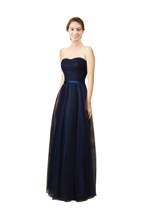 Sweetheart Tulle Sleeveless Dark Navy Bridesmaid Gown Edinburgh