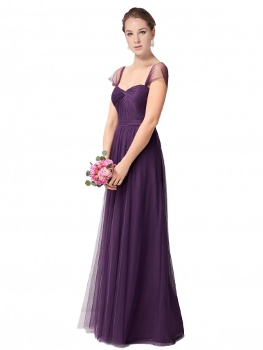 Sweetheart Tulle Cap Sleeves Plum Purple Bridesmaid Dress Edinburgh