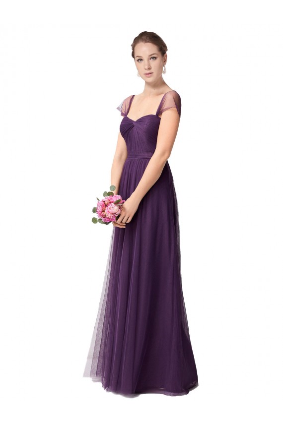 Sweetheart Tulle Cap Sleeves Plum Purple Bridesmaid Dress Edinburgh