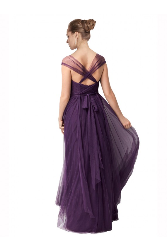 Sweetheart Tulle Cap Sleeves Plum Purple Bridesmaid Dress Edinburgh