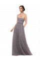 Spaghetti Straps Tulle Sleeveless V-Back Pewter Bridesmaid Dress Edinburgh