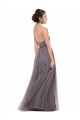 Spaghetti Straps Tulle Sleeveless V-Back Pewter Bridesmaid Dress Edinburgh