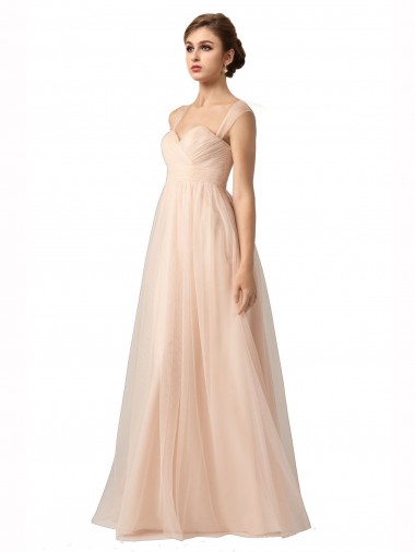 Sweetheart Tulle Sleeveless Nude Bridesmaid Evening Gowns Edinburgh
