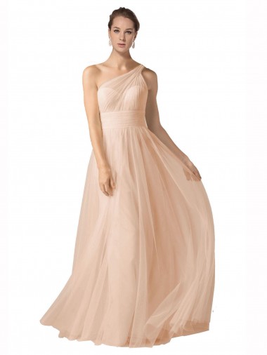 Spaghetti Straps Tulle Sleeveless Keyhole Back Nude Formal Dress / Bridesmaid Dress Edinburgh